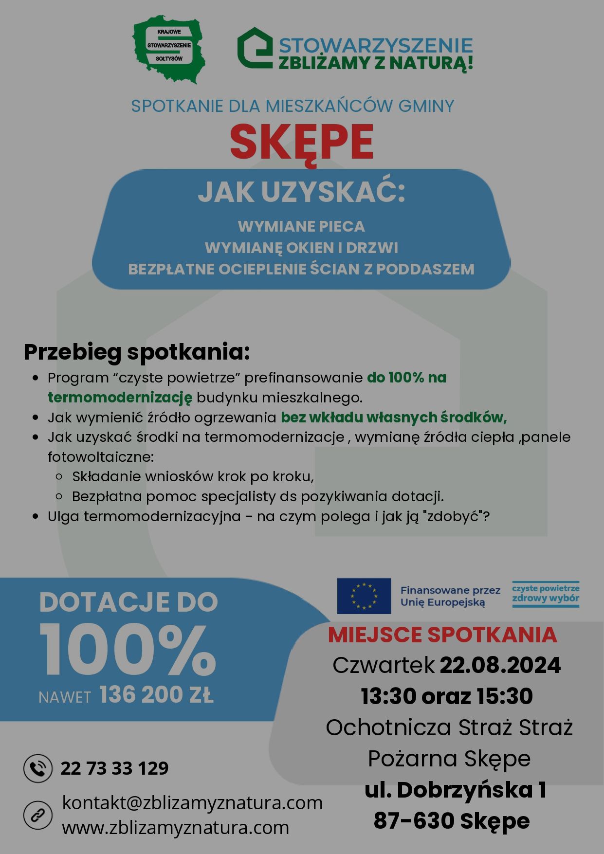 Plakat w sprawie spotkania o dofinansowaniu